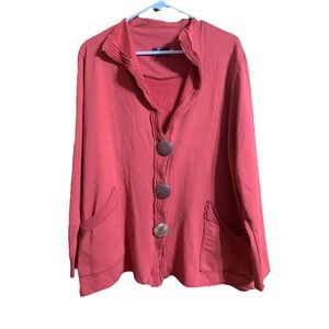 Fenini Womens Size 0 Coral Cardigan Design Large Button Detail